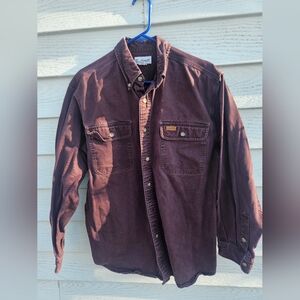 Carhartt Rugged Wear Maroon Button Down Long Sleeve Size M